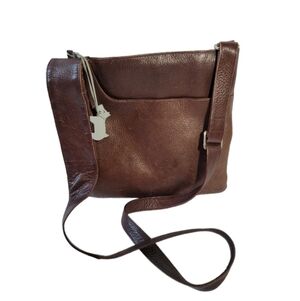 Radley London Brown Leather Messenger Crossbody Bag Travel Everyday Academia